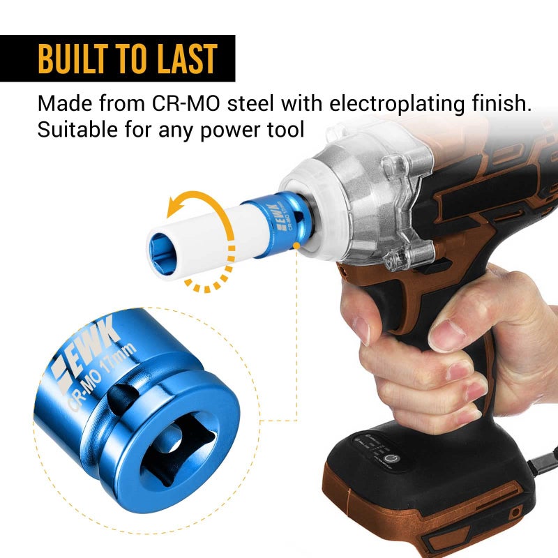 EWK 3 Pcs 1/2-inch Drive Non Marring Lug Nut Socket Set, 17mm 19mm 21mm Lug Nut Socket - Image 5